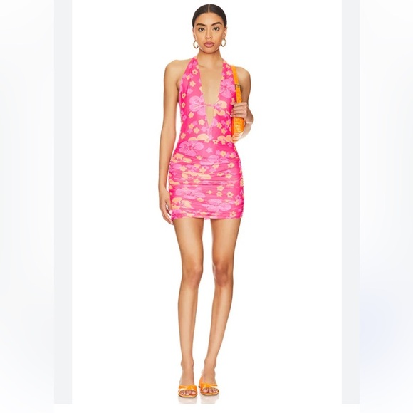 REVOLVE Dresses & Skirts - NWT Superdown Revolve Petriana Halter Mini Dress in Pink Floral Medium